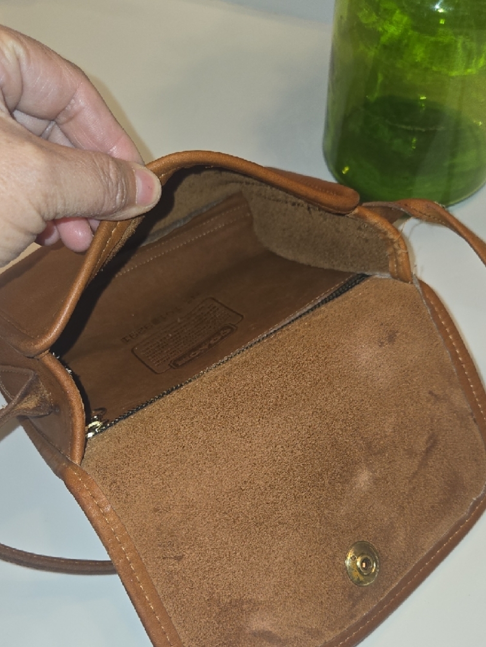 Coach Brown Leather Crossbody with Gold Snap - Picture 6 of 10